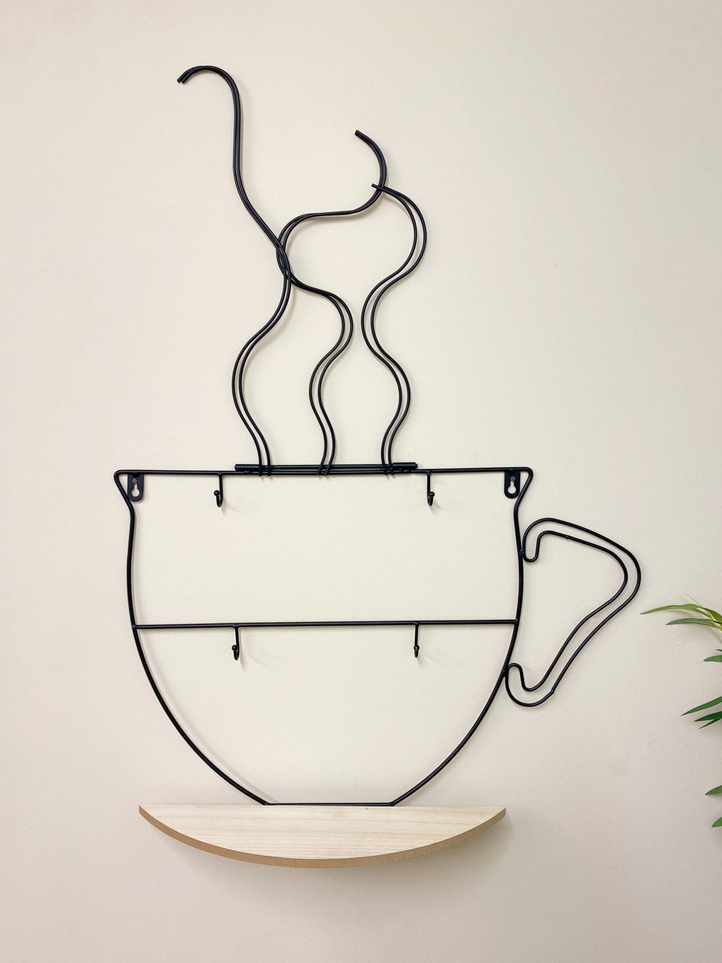 Wall Mounted Wire Cup Hanger Wall Shelf