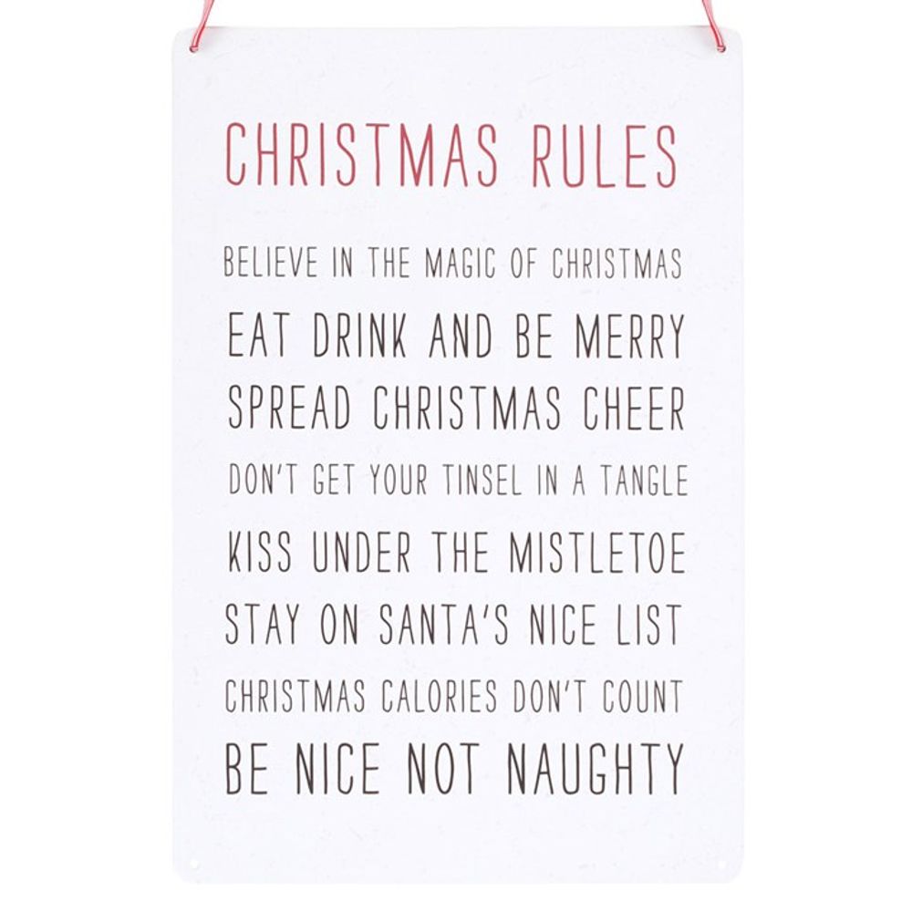 30cm Christmas Rules Metal Hanging Sign