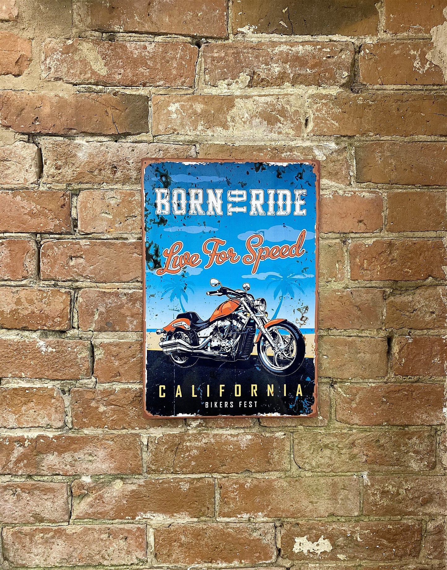 Metal Retro Wall Sign - Born To Ride