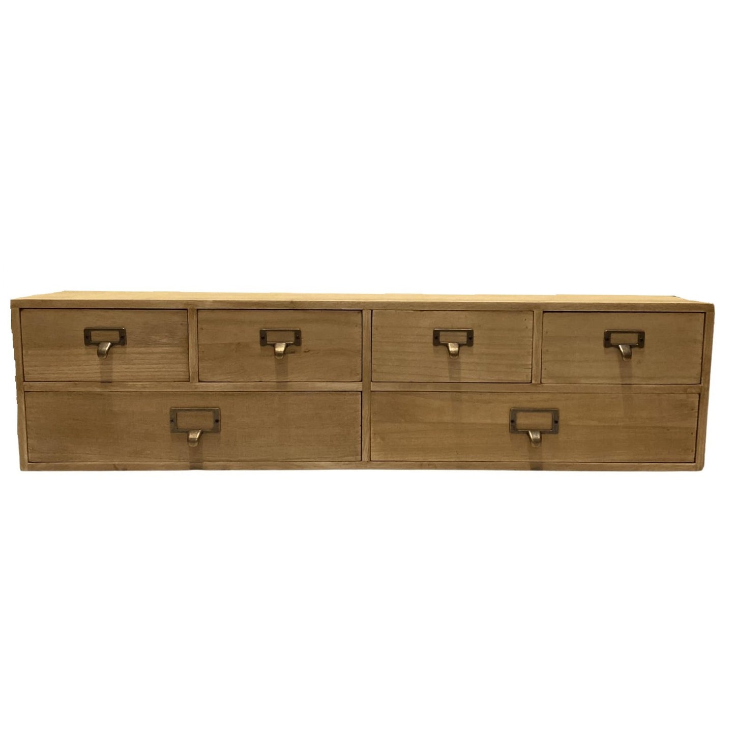 Wide 6 Drawers Wood Storage Organizer 80 x 15 x 20 cm