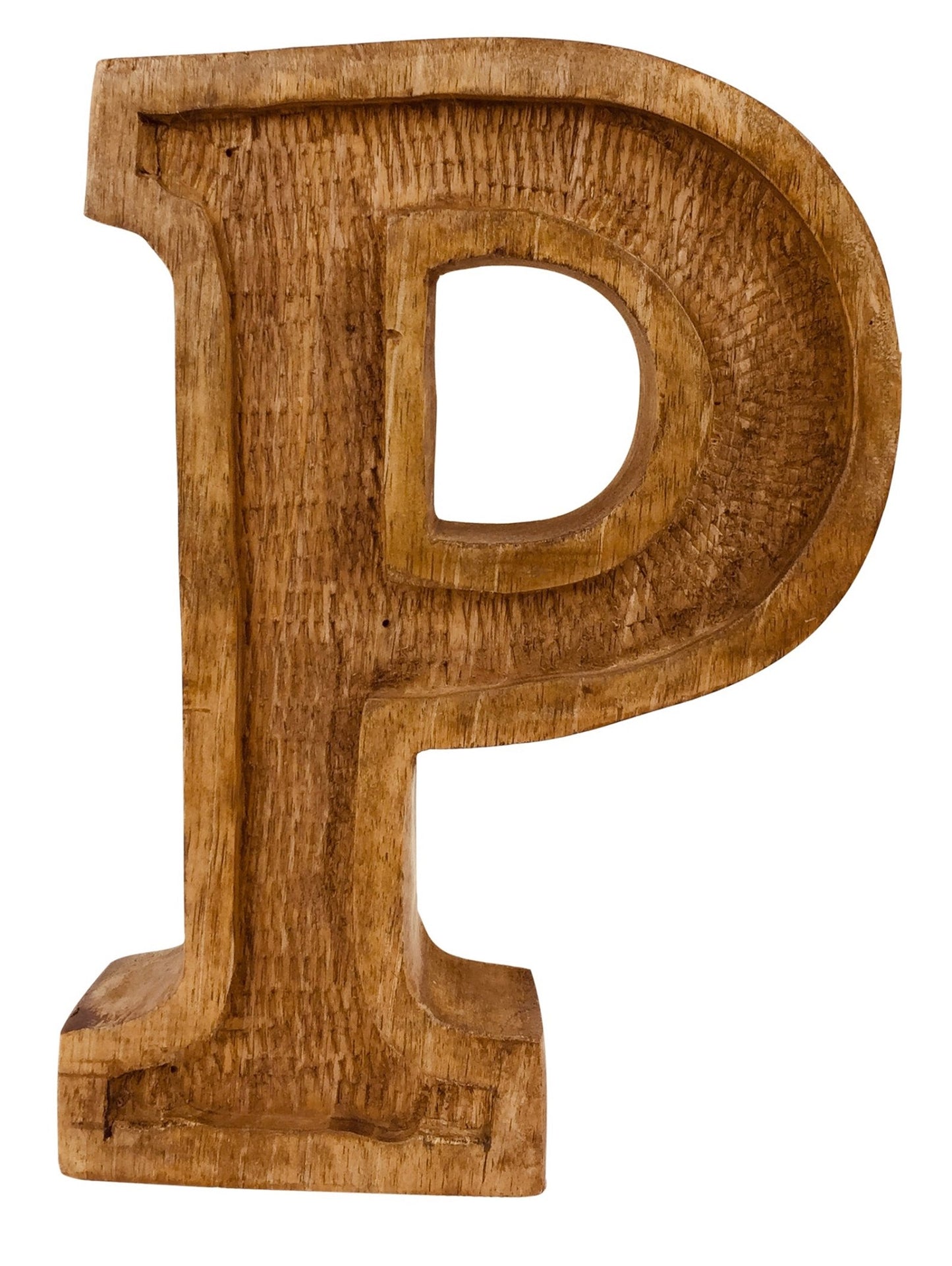 Hand Carved Wooden Embossed Letter P