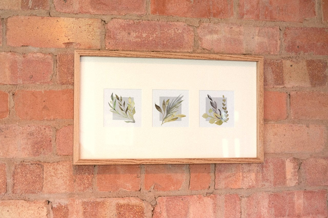 Triple Olive Art Wooden Frame