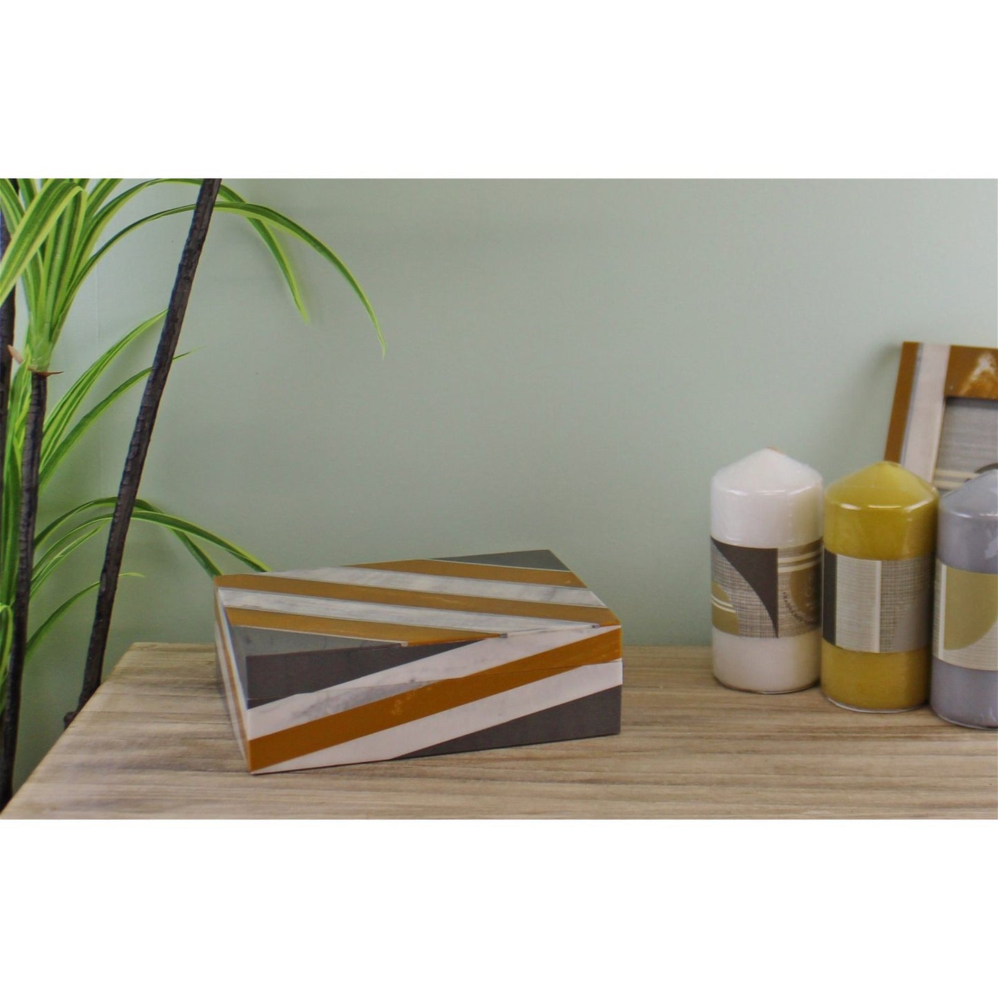 Abstract Design Resin Large Trinket Box, Design 1 , Diagonal Stripes