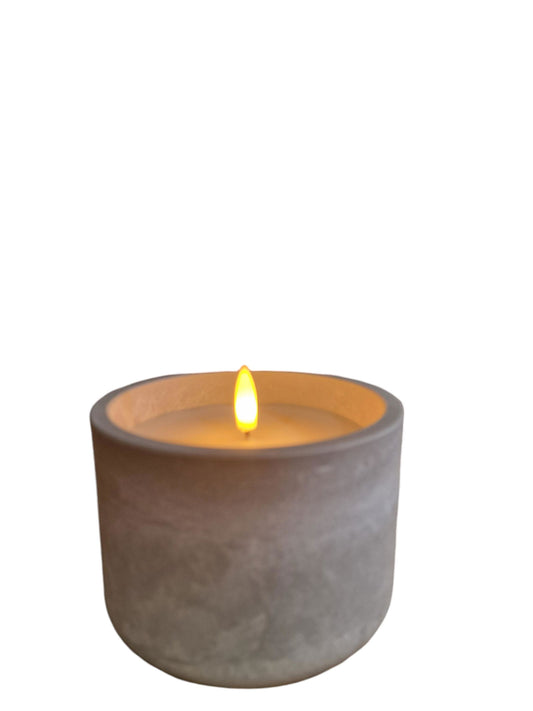 Led Cement Circular Candlepot 12x8cm