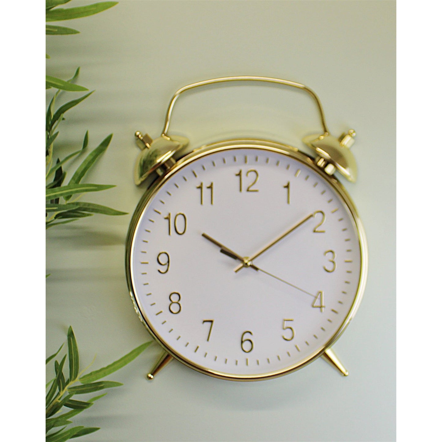 Alarm Style Gold & White Wall Clock