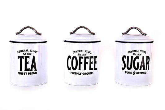 White General Store Tea, Coffee and Sugar Set
