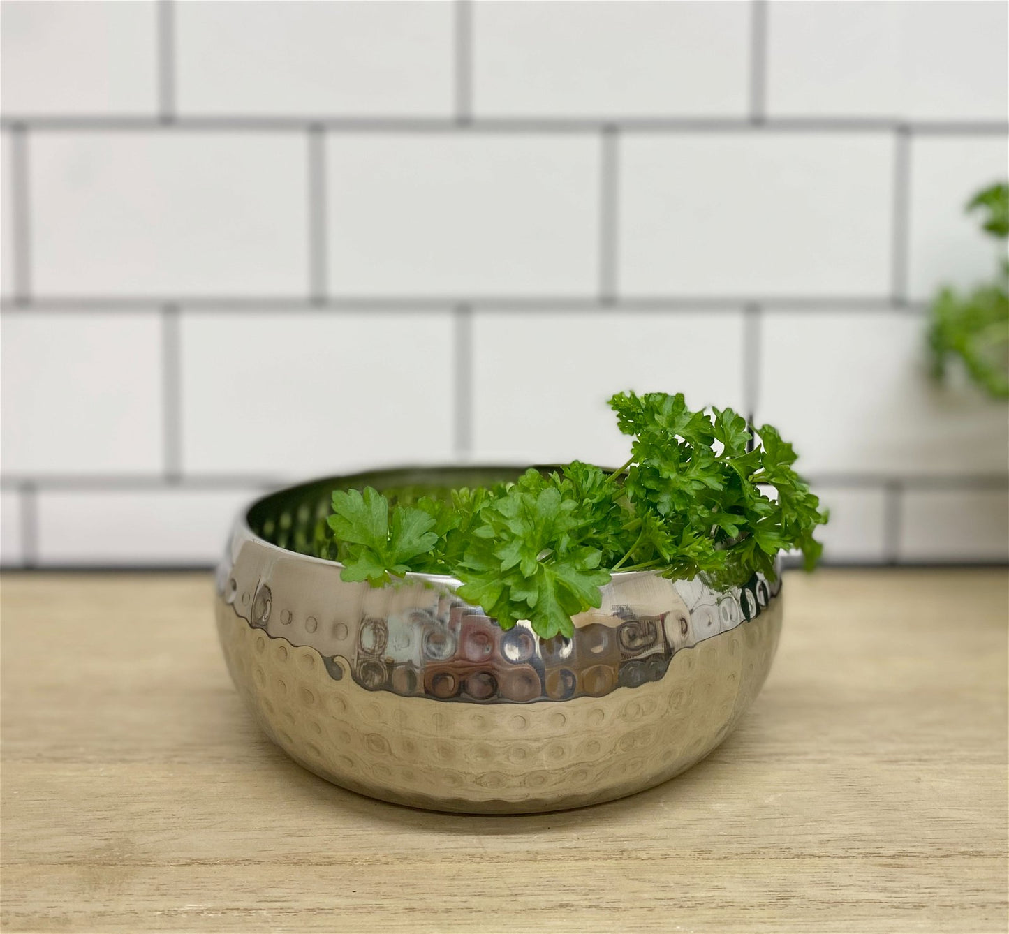 Small Round Silver Hammered Bowl 16cm