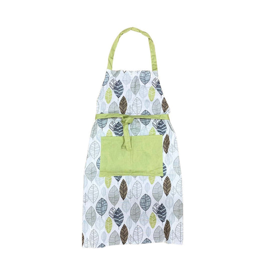 Kitchen Apron With Contemporary Green Leaf Print Design