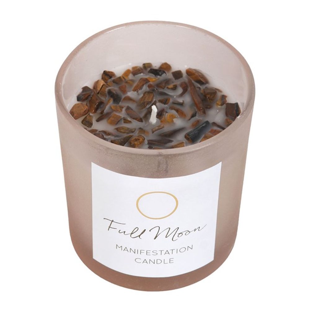 Full Moon Eucalyptus Manifestation Candle with Tiger's Eye