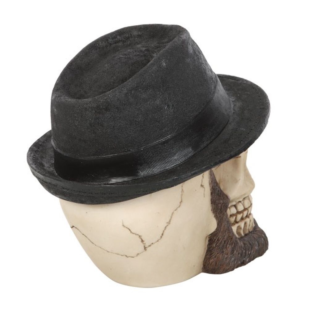 Skull Ornament with Trilby Hat