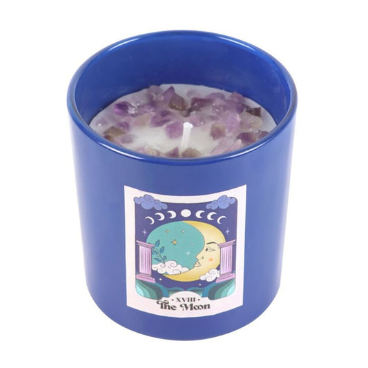 The Moon Amethyst Crystal Chip Candle